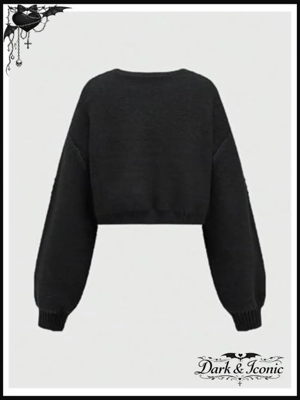 Cropped Cardigan Sweater Embroidered V-Neck Button Down Knit Top - Picture 2 of 4